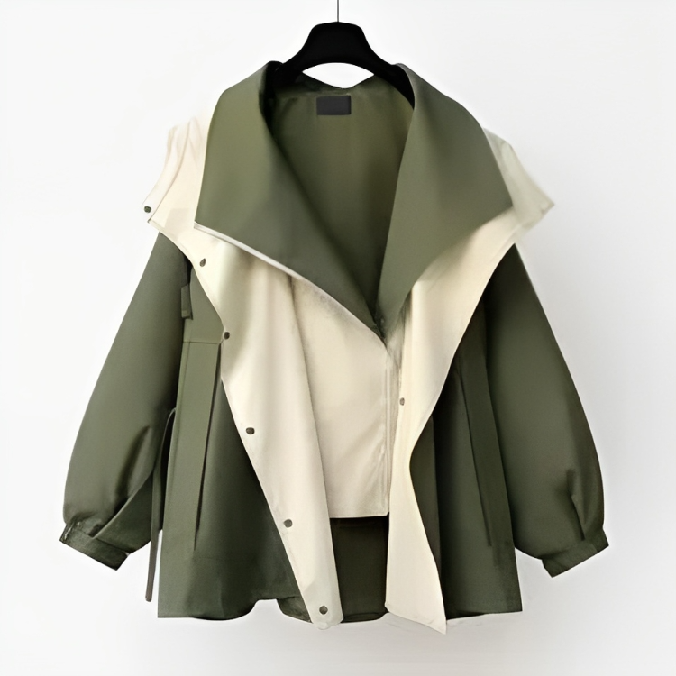 Stijlvolle Korte Trenchcoat | Gedrapeerde Kraag