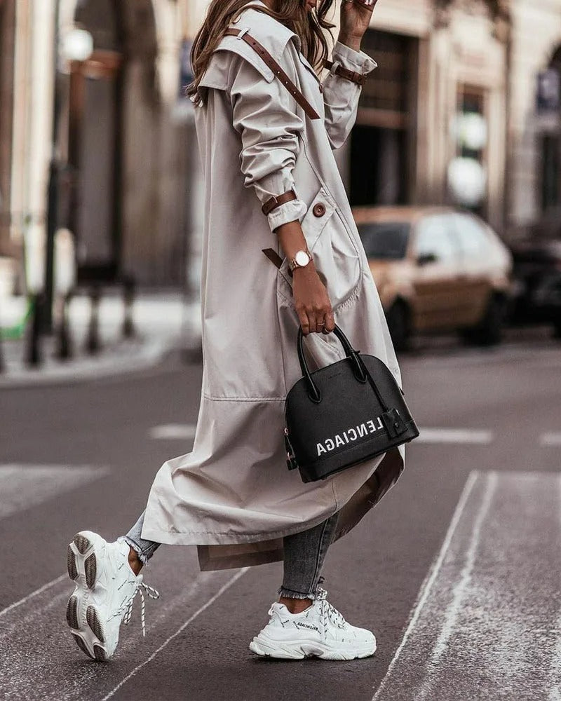 Dames Trenchcoat Met Capuchon