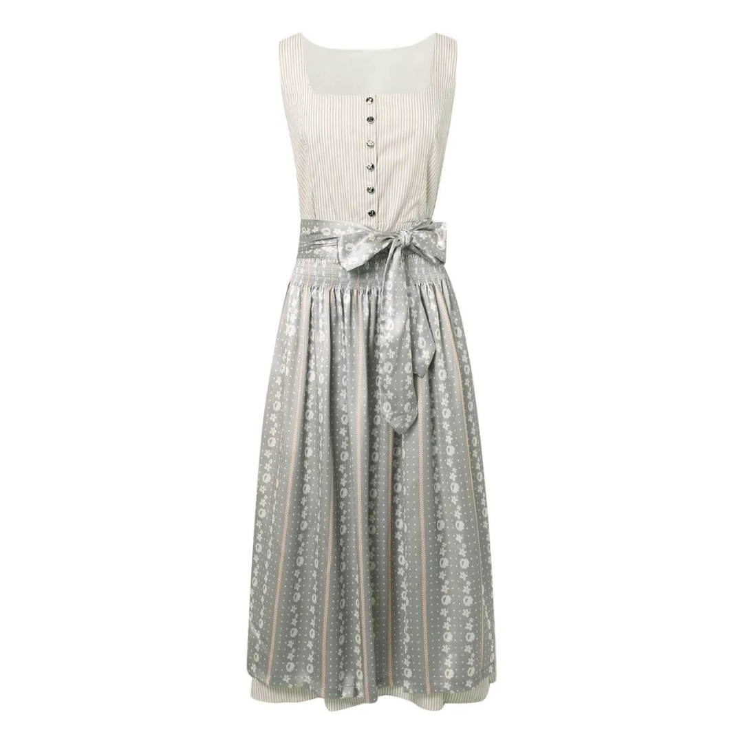 Stijlvolle Grijze Oktoberfest Jurk | Knoopdetail
