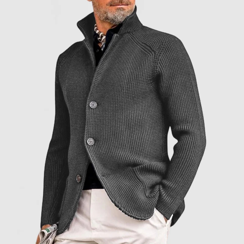 Gebreide Blazer Met Opstaande Kraag Voor Heren | Lange Mouwen