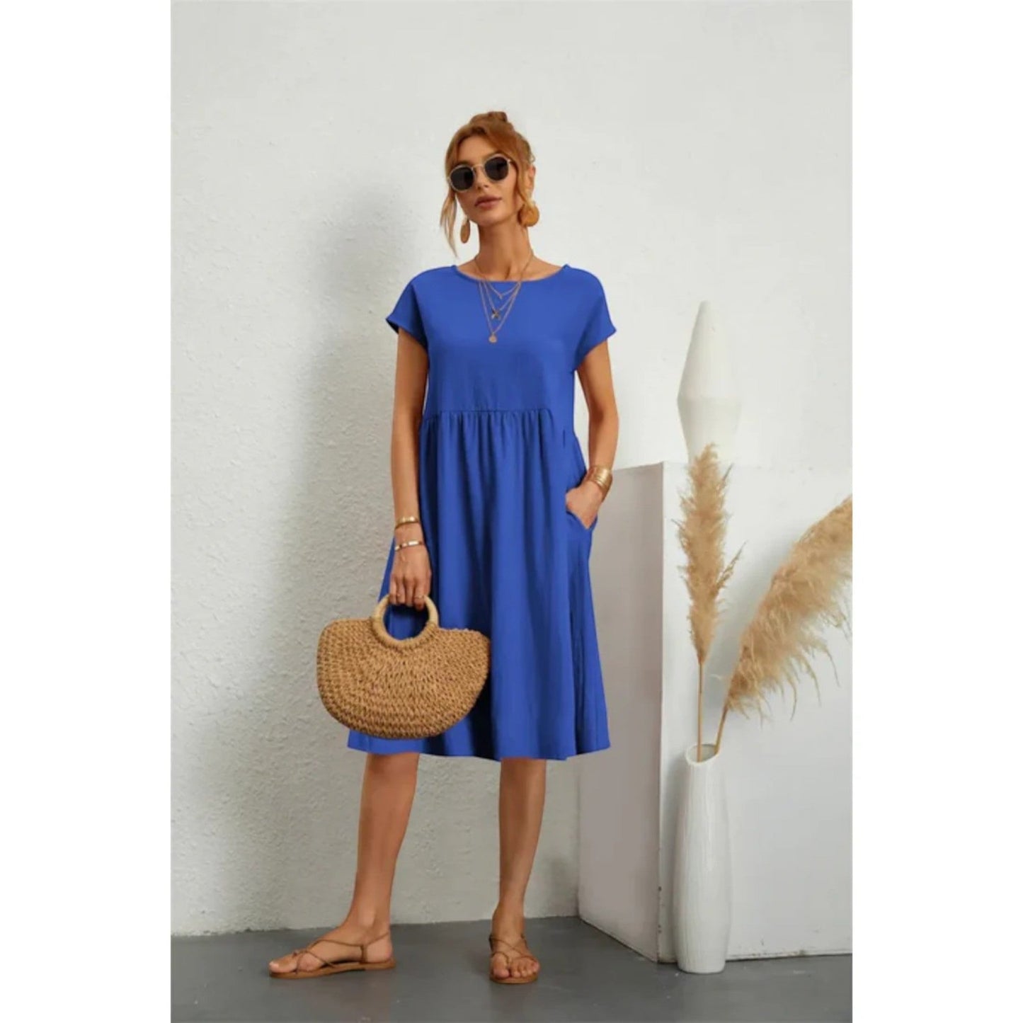 Casual Jurk Met Ronde Hals | Midi
