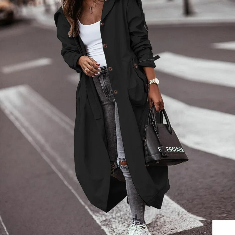 Dames Trenchcoat Met Capuchon
