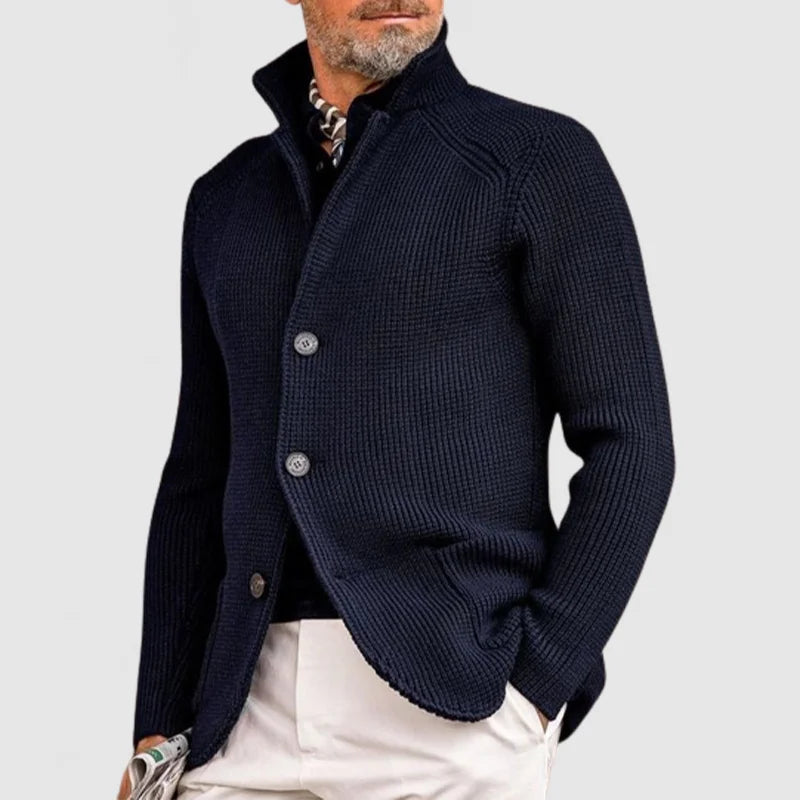 Gebreide Blazer Met Opstaande Kraag Voor Heren | Lange Mouwen