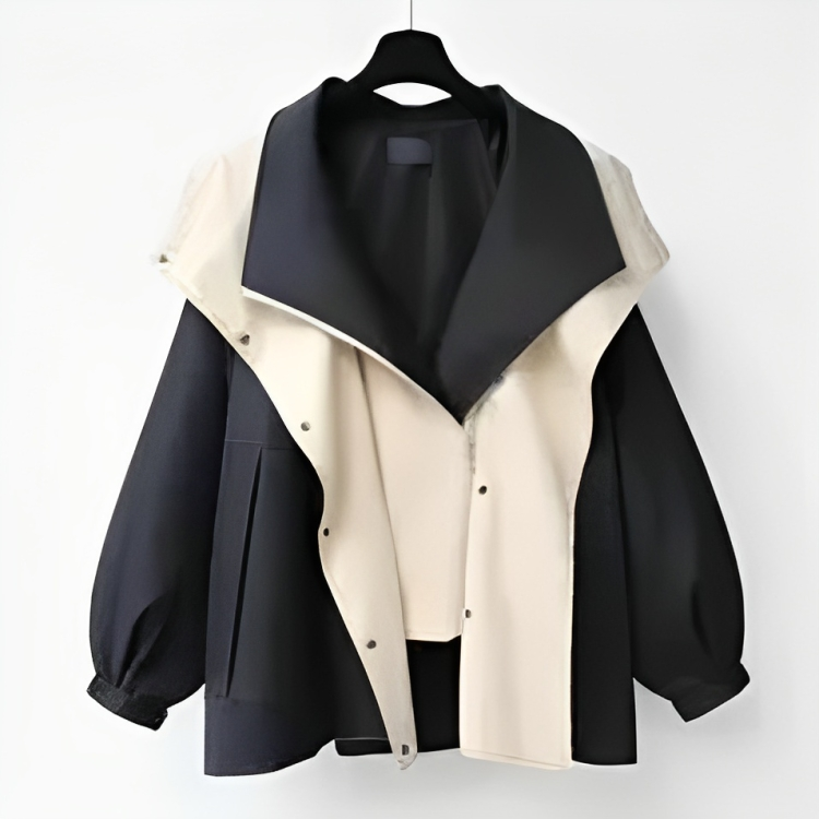 Stijlvolle Korte Trenchcoat | Gedrapeerde Kraag