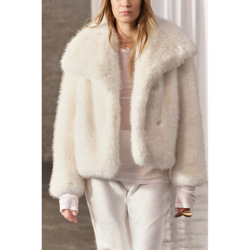 Stijlvolle Winterjas Met Open Voorkant | Brede Kraag