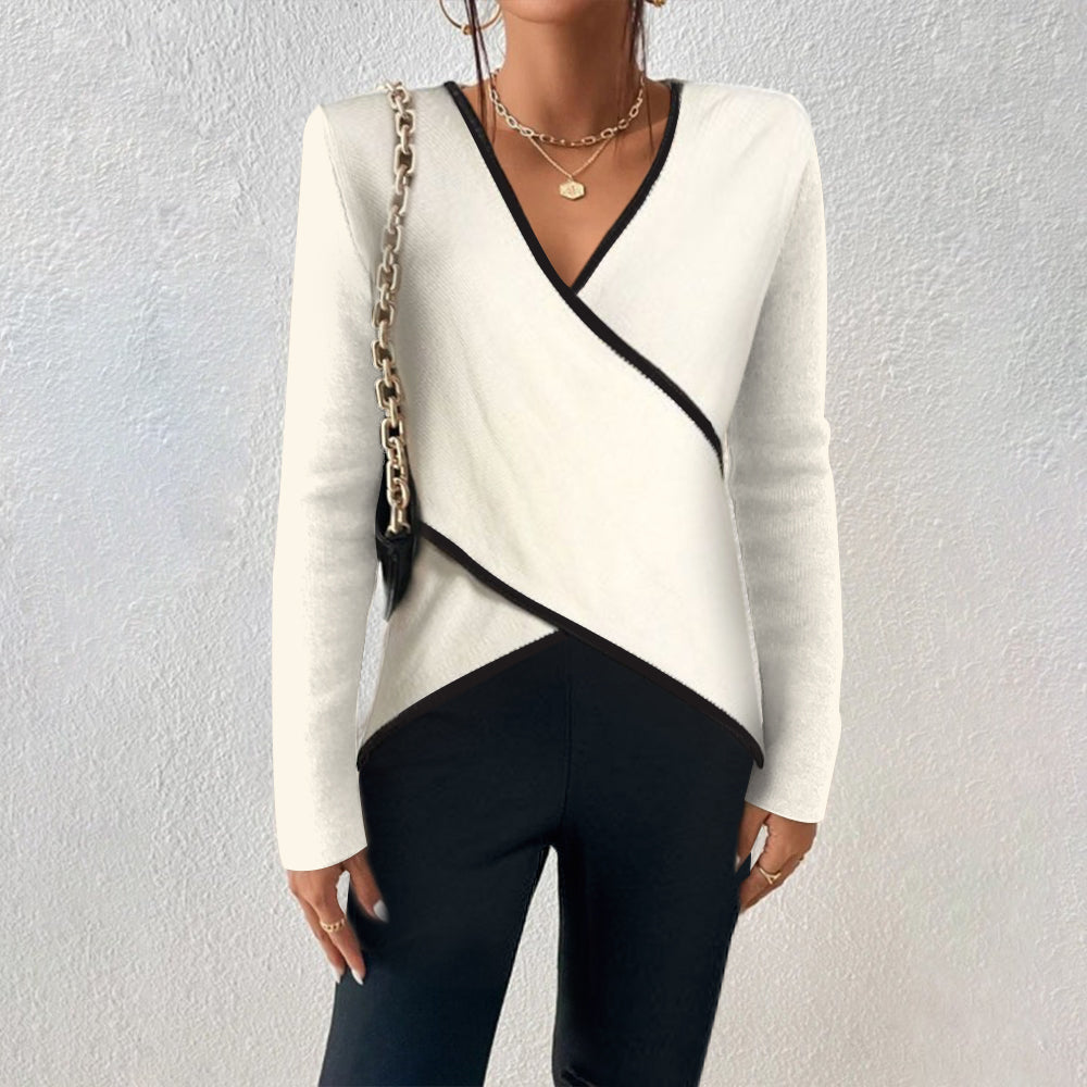 Wikkelpullover met lange mouwen en V-hals | Winter