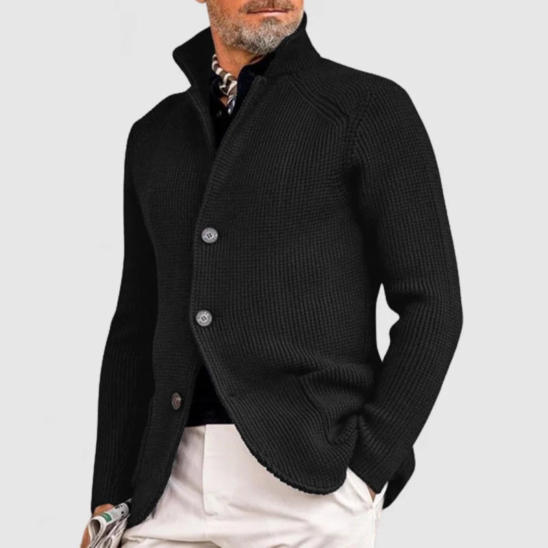 Gebreide Blazer Met Opstaande Kraag Voor Heren | Lange Mouwen