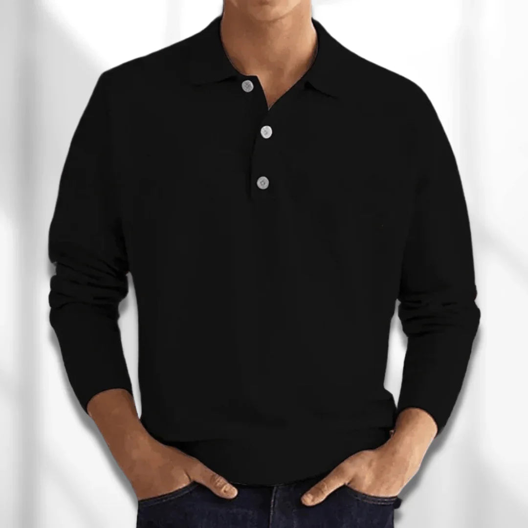 Casual Gebreid Poloshirt Voor Heren | Lange Mouwen