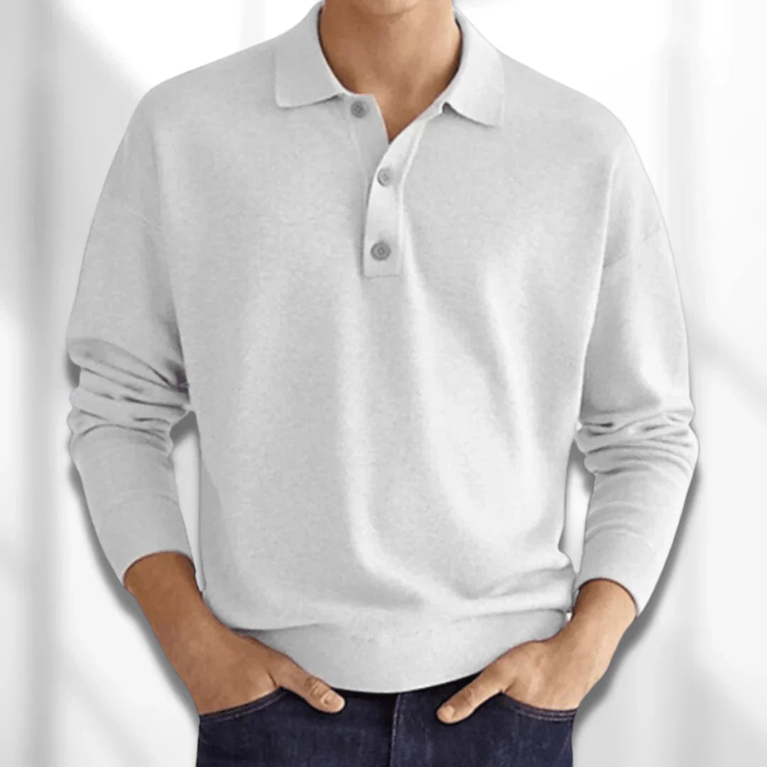 Casual Gebreid Poloshirt Voor Heren | Lange Mouwen
