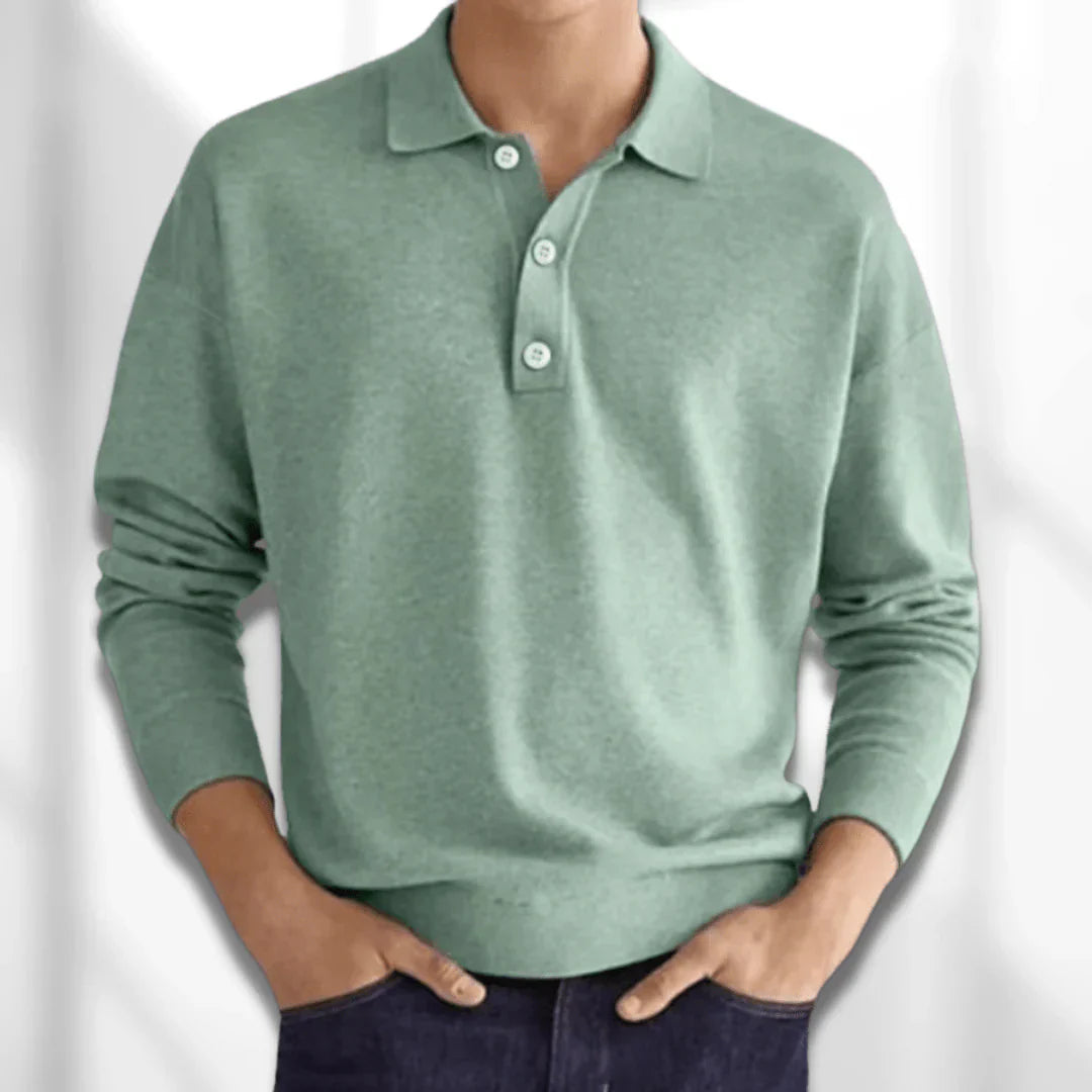 Casual Gebreid Poloshirt Voor Heren | Lange Mouwen