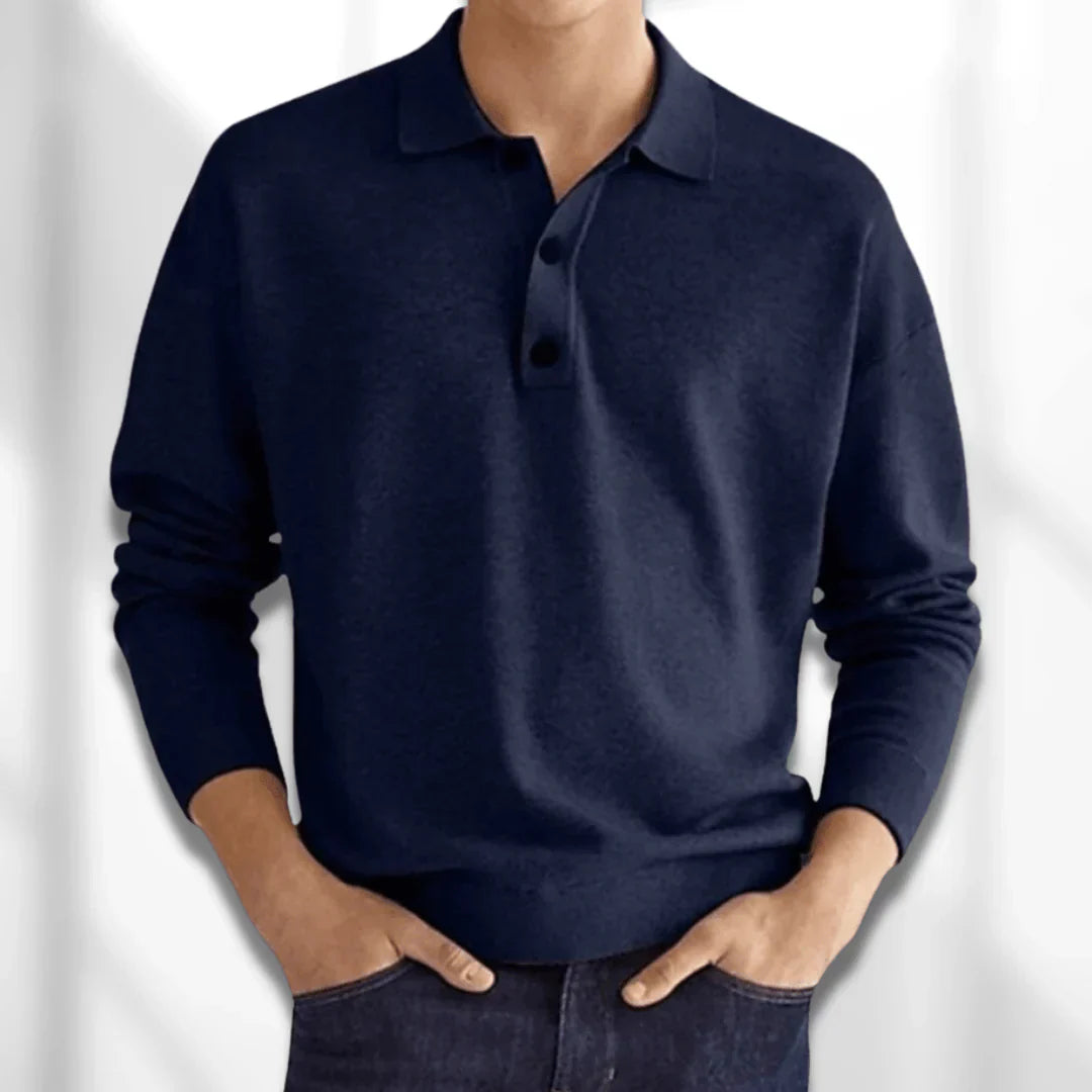Casual Gebreid Poloshirt Voor Heren | Lange Mouwen
