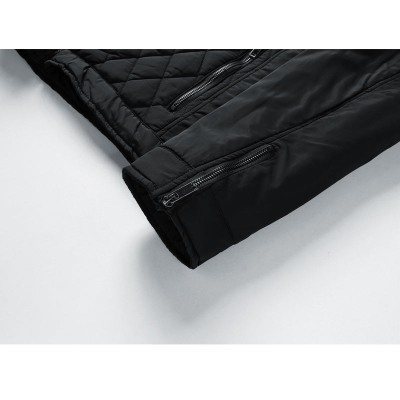 Gewatteerde Jas Met Diamantsteek Voor Heren | Opstaande Kraag