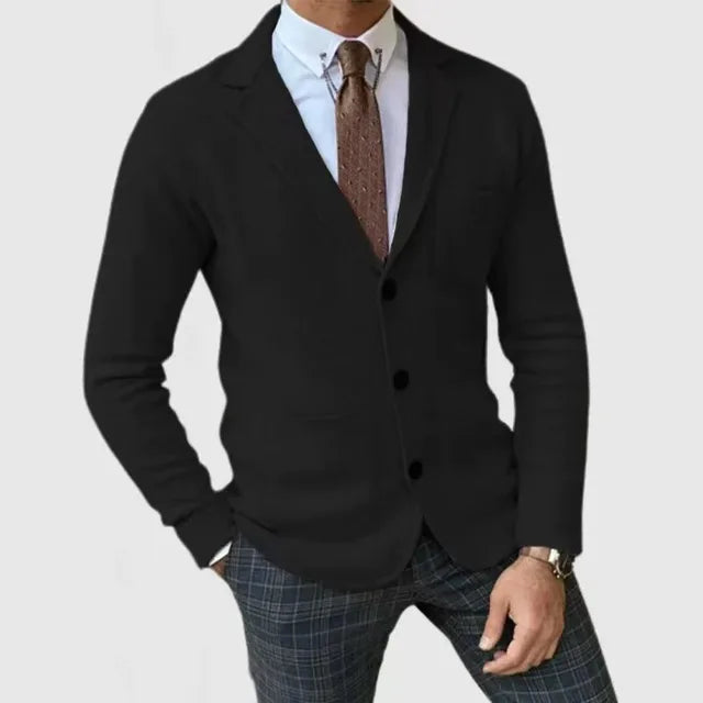 Gebreide Blazer Met Knoopsluiting En Zakken | Lange Mouwen