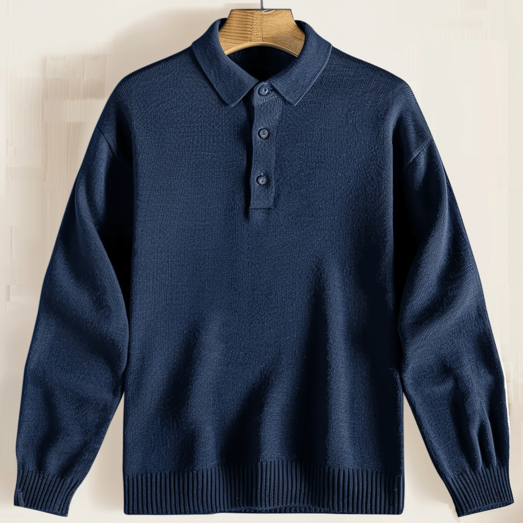 Gebreid Poloshirt Voor Heren | Lange Mouwen