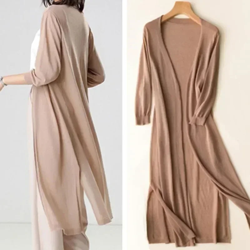 Gebreid Vest Met Open Voorkant | Lang