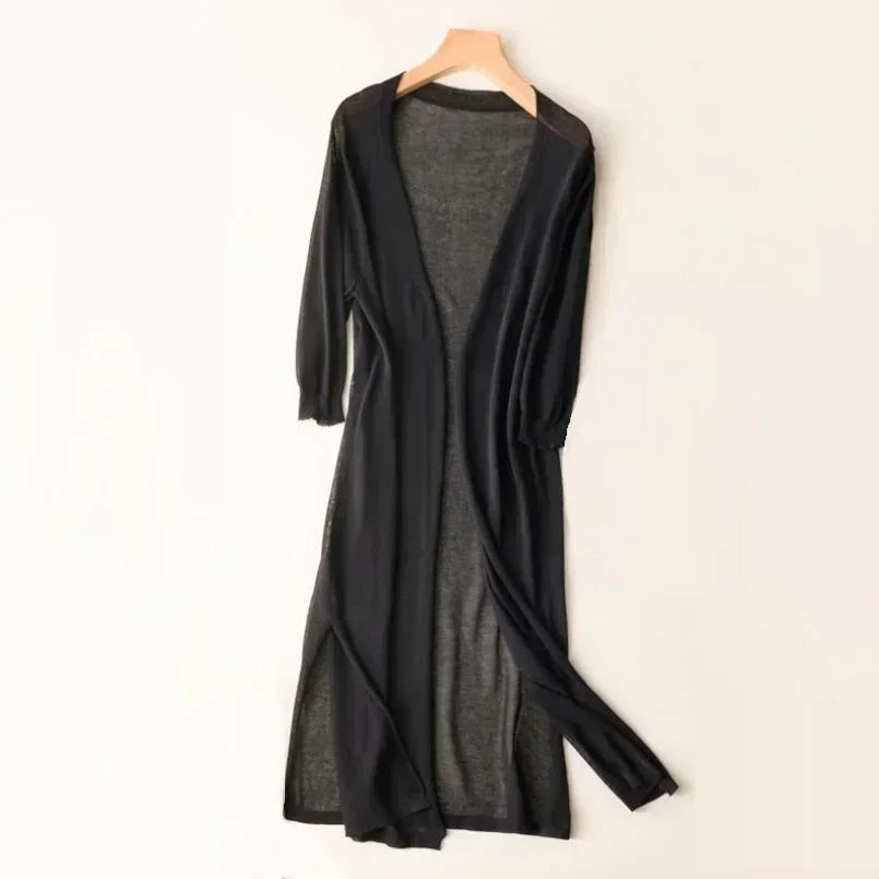 Gebreid Vest Met Open Voorkant | Lang