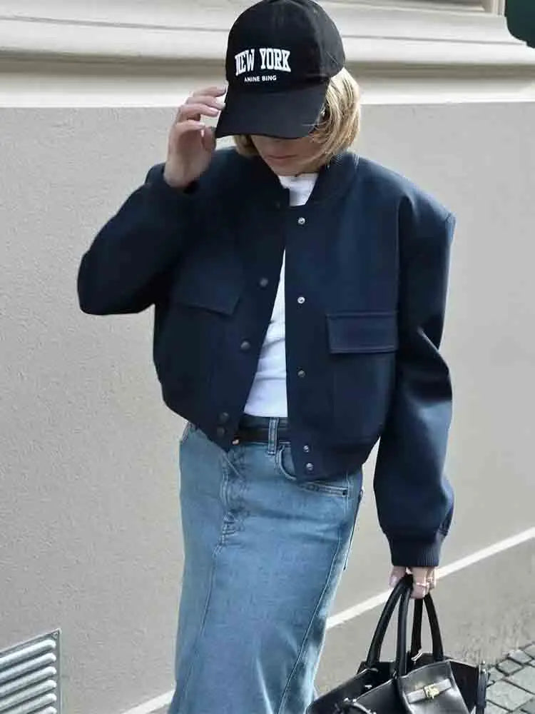 Kort Bomberjack Met Knoopsluiting | Oversized