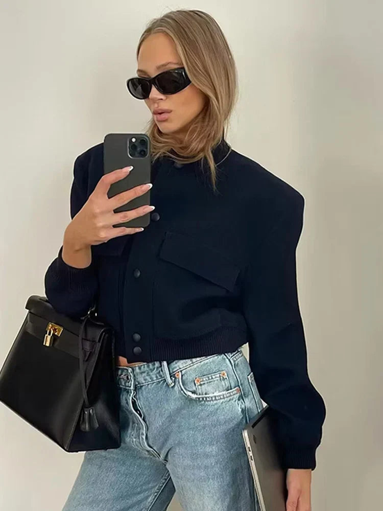 Kort Bomberjack Met Knoopsluiting | Oversized