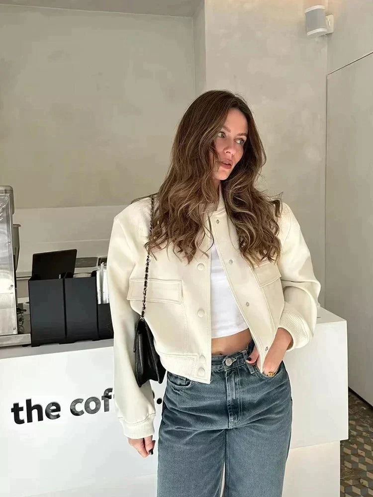 Kort Bomberjack Met Knoopsluiting | Oversized