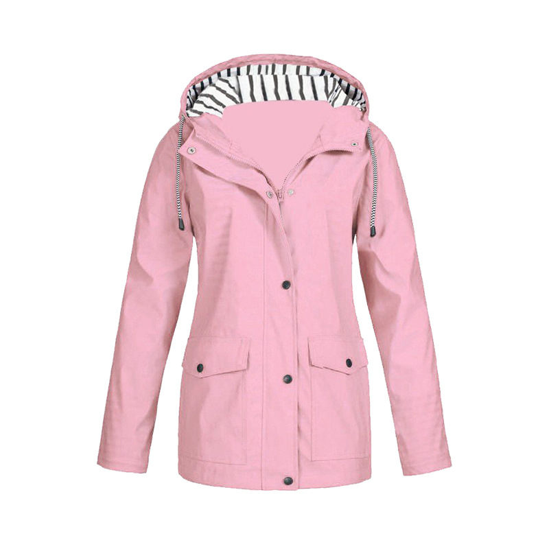 Regenjas Met Knoopsluiting | Gestreepte Capuchon