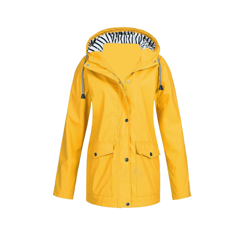 Regenjas Met Knoopsluiting | Gestreepte Capuchon
