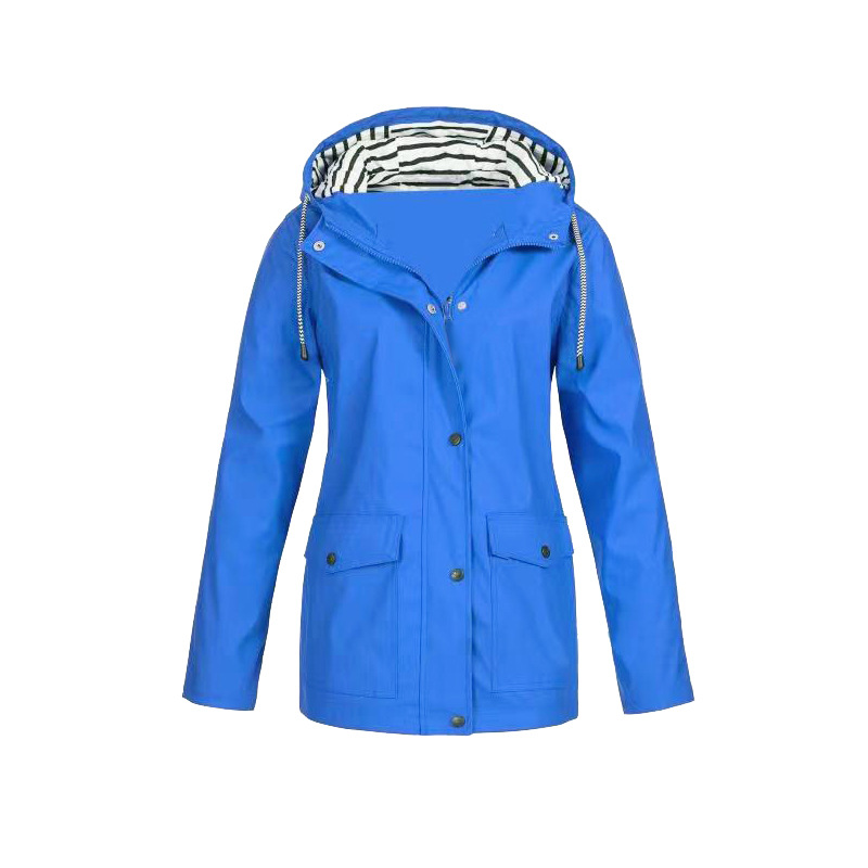 Regenjas Met Knoopsluiting | Gestreepte Capuchon