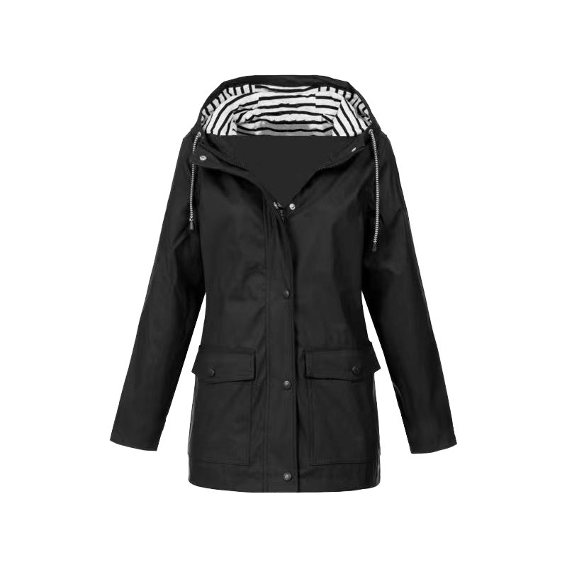 Regenjas Met Knoopsluiting | Gestreepte Capuchon