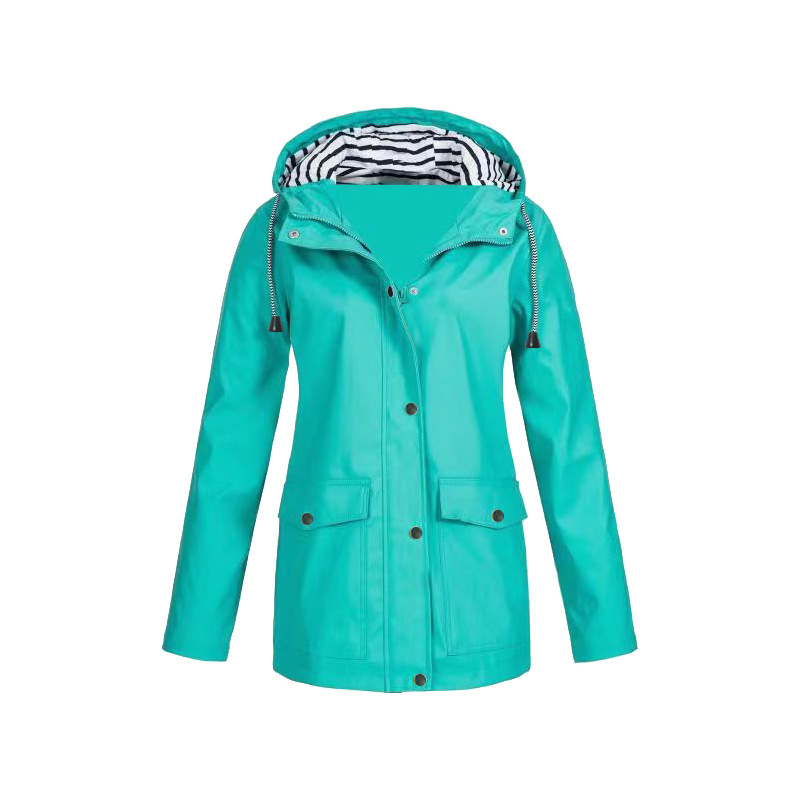 Regenjas Met Knoopsluiting | Gestreepte Capuchon