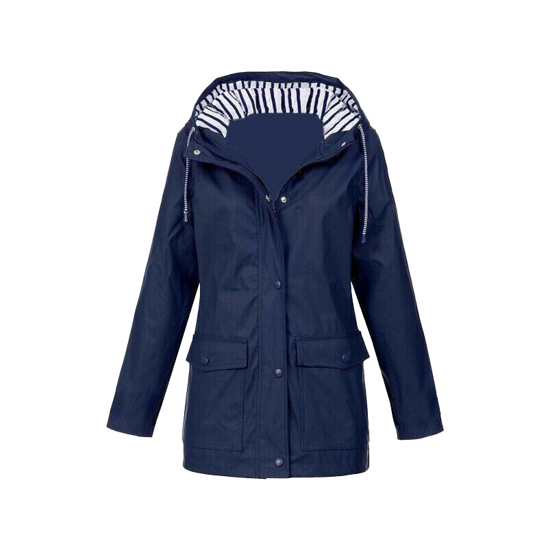 Regenjas Met Knoopsluiting | Gestreepte Capuchon