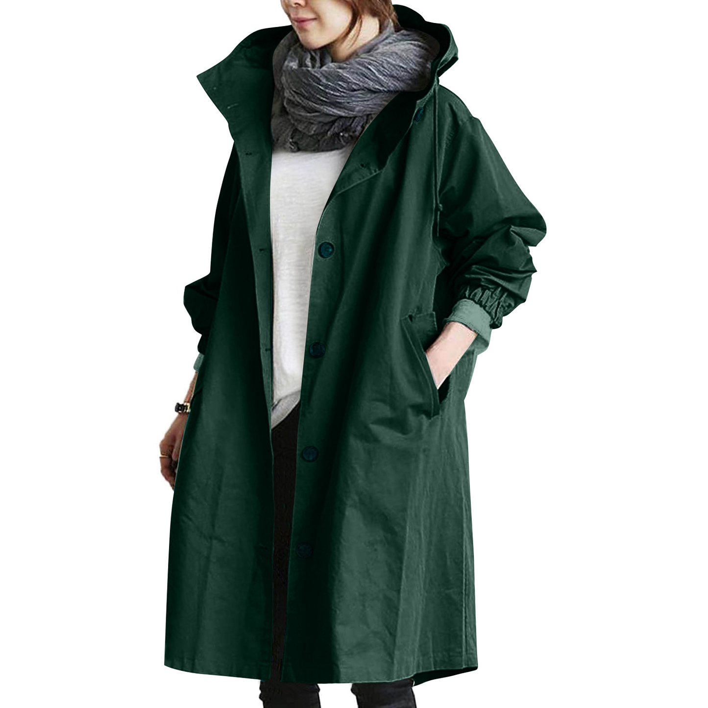 Lange Regenjas Met Capuchon | Knoopsluiting