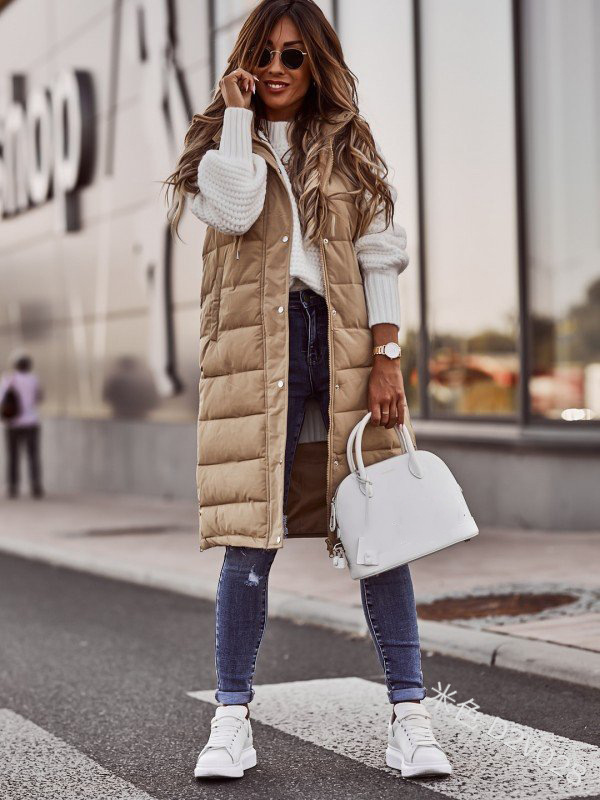 Lang Gewatteerd Vest | Warm