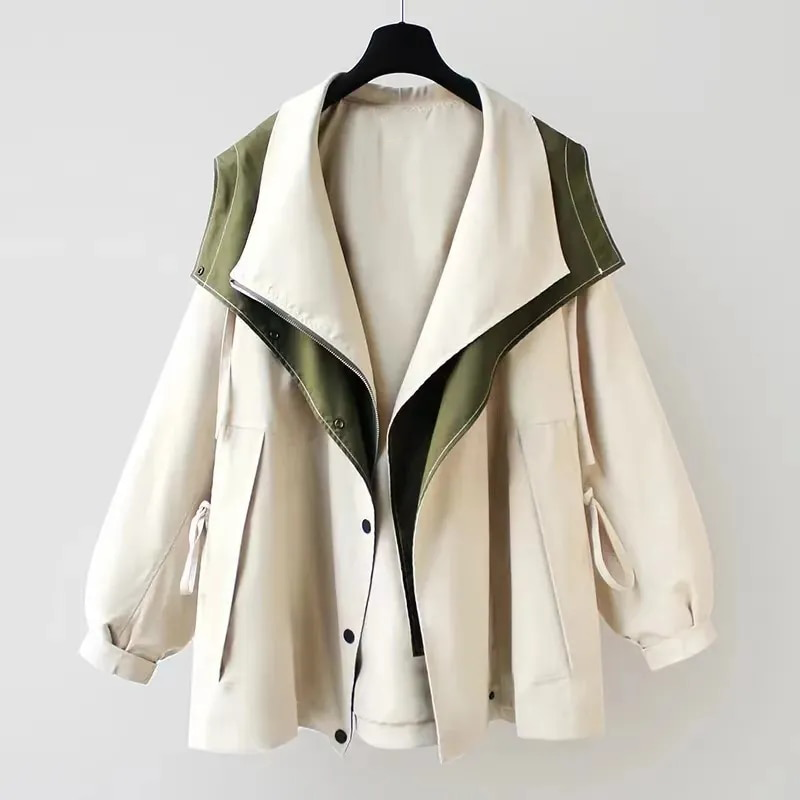 Stijlvolle Korte Trenchcoat | Gedrapeerde Kraag