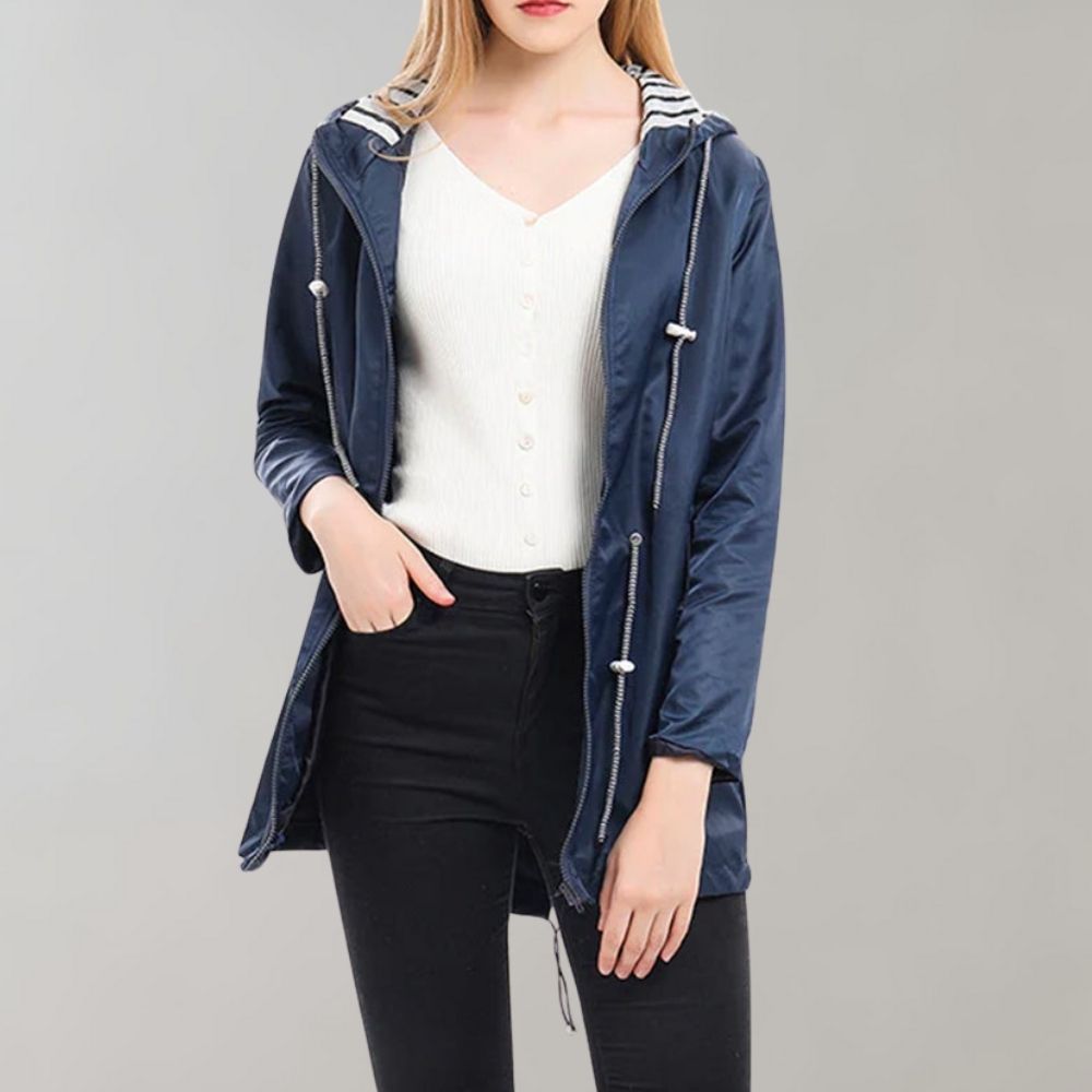 Middellange Regenjas Met Capuchon | Verstelbare Taille