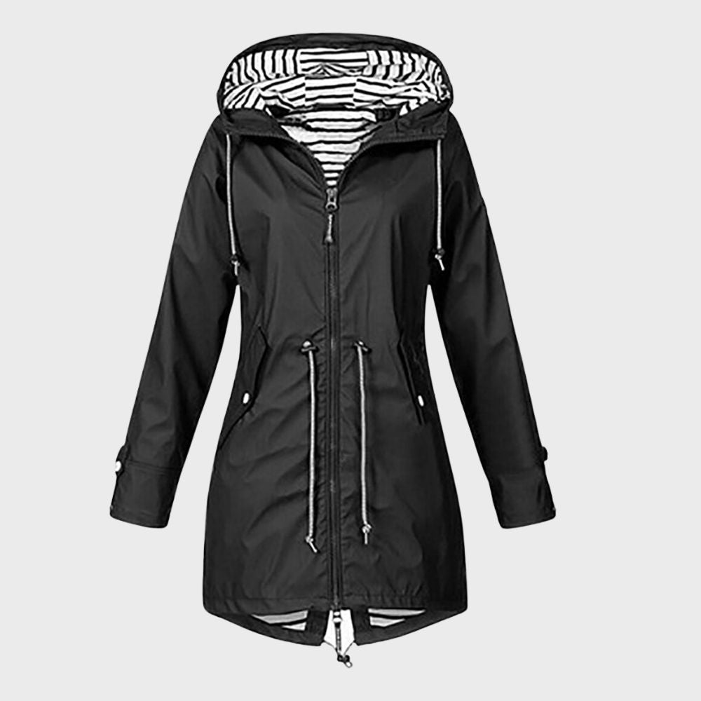 Middellange Regenjas Met Capuchon | Verstelbare Taille