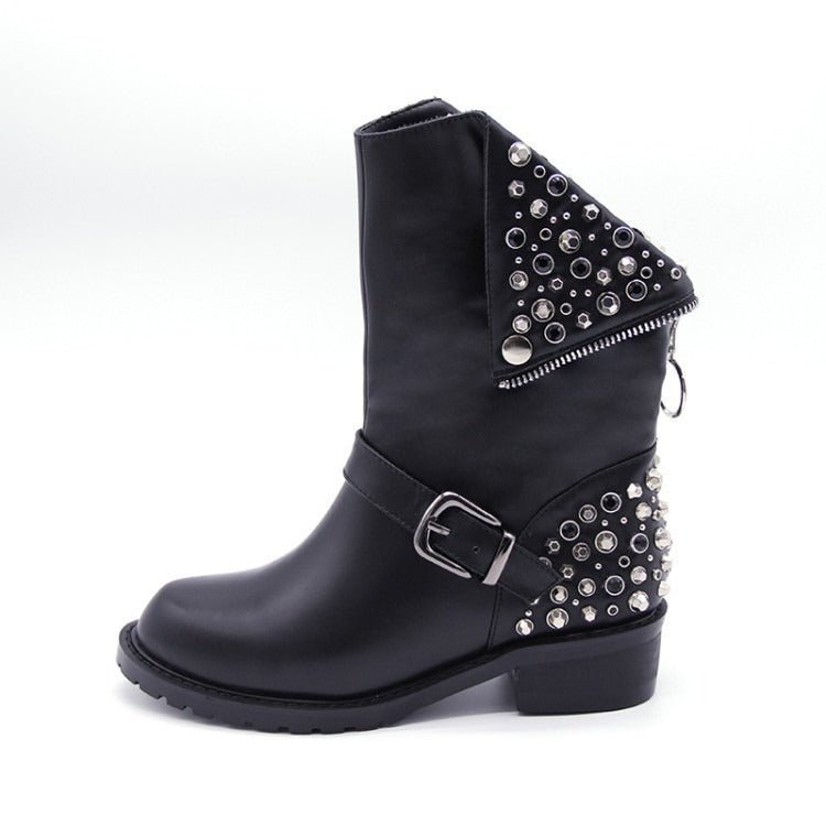 Zwarte Biker Boots Met Gesp | Zilveren Studs