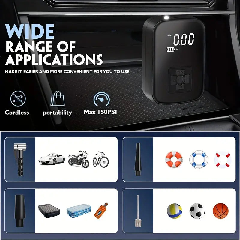 SmartPump Draagbare Luchtcompressor met LED Display - USB Opladen, Voor Banden, Fiets, Motor en Meer