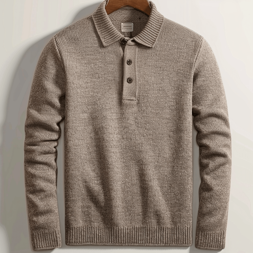 Gebreid Poloshirt Voor Heren | Lange Mouwen
