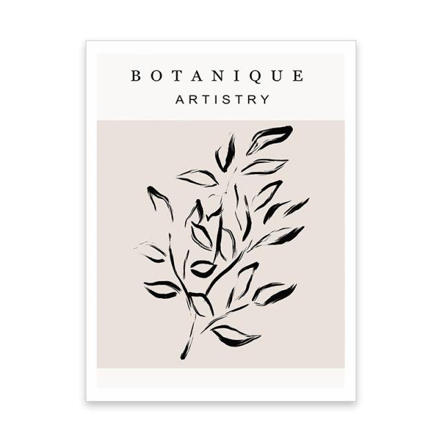 Boho Botanische Bladeren Canvas - Abstracte Wanddecoratie