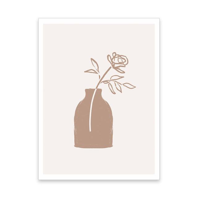 Boho Botanische Bladeren Canvas - Abstracte Wanddecoratie