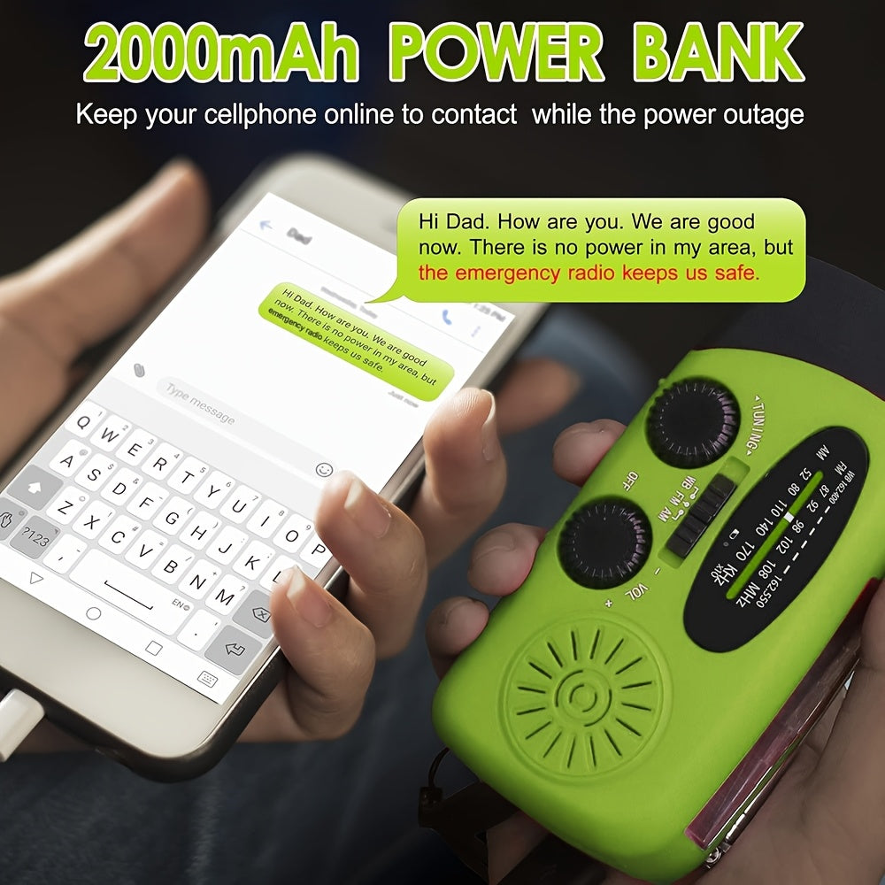 SurvivorPro - Draagbare Noodradio met Powerbank & LED-zaklamp, Zonne- en USB-oplaadbaar