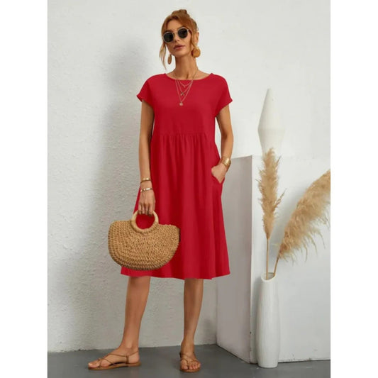 Casual Jurk Met Ronde Hals | Midi