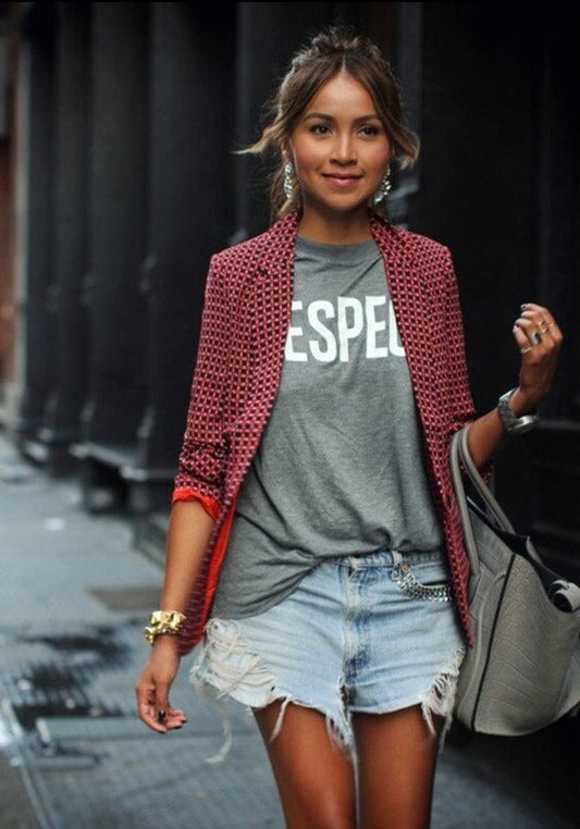 Casual Open Voorkant Rode Blazer | Lange Mouwen