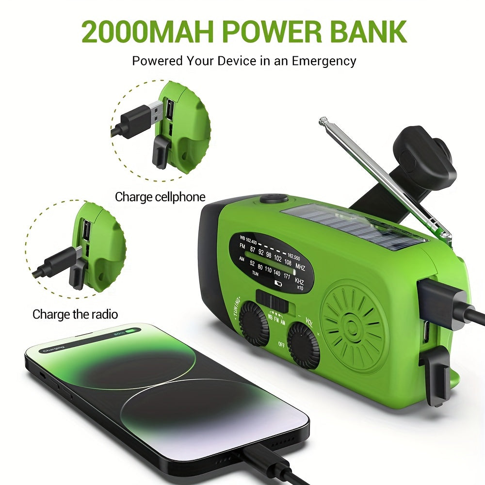 SurvivorPro - Draagbare Noodradio met Powerbank & LED-zaklamp, Zonne- en USB-oplaadbaar