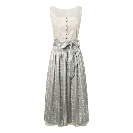 Stijlvolle Grijze Oktoberfest Jurk | Knoopdetail