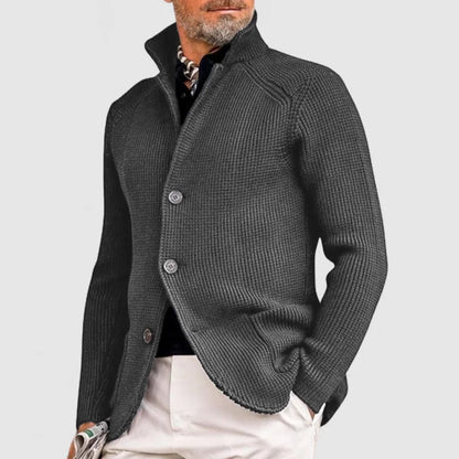 Gebreide Blazer Met Opstaande Kraag Voor Heren | Lange Mouwen