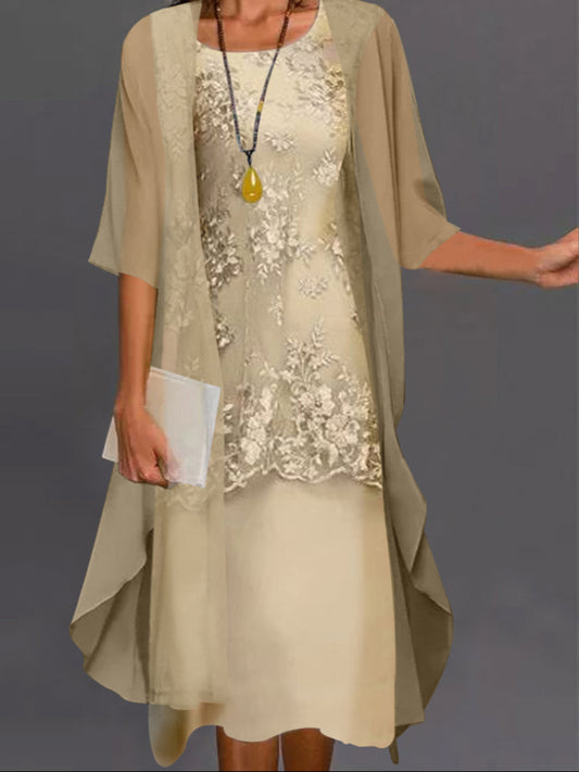 Elegante Gelaagde Jurk Van Kant | Midi