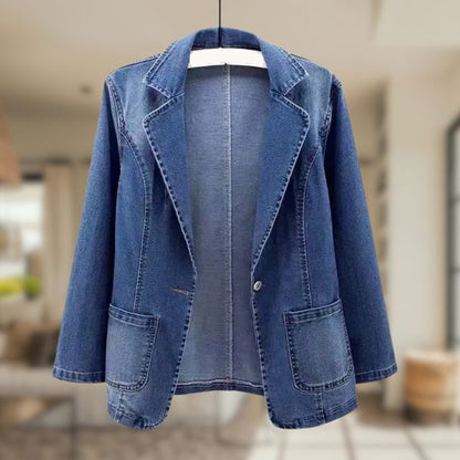 Stijlvolle Denim Blazer Met Lange Mouwen | Met Zakken
