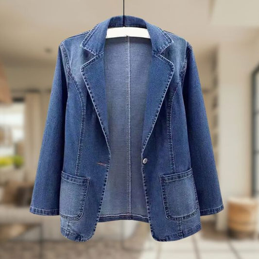 Stijlvolle Denim Blazer Met Lange Mouwen | Met Zakken