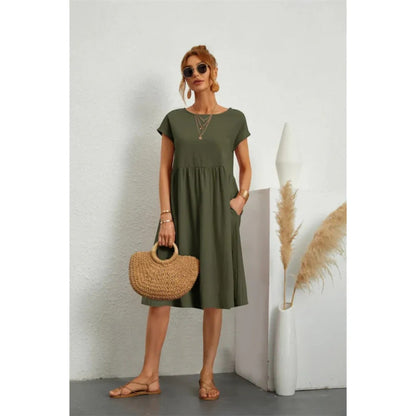 Casual Jurk Met Ronde Hals | Midi