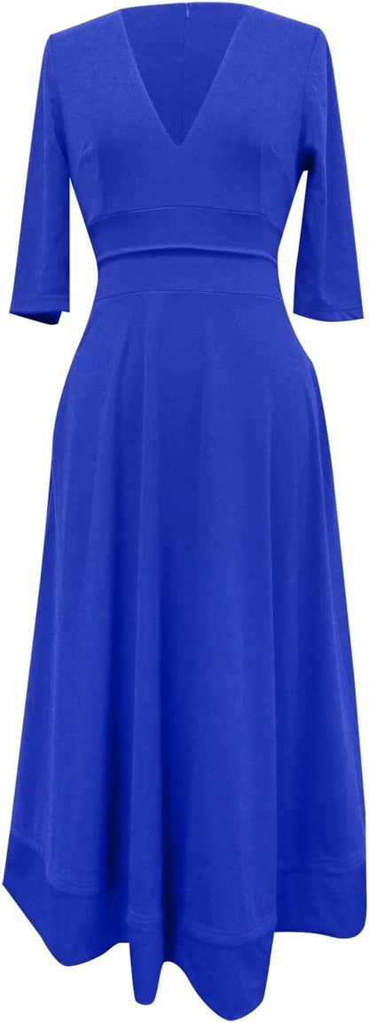 Anna | Elegante Avondjurk Met V-hals | Midi